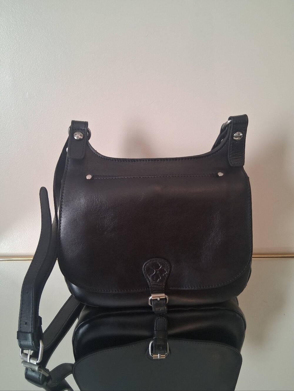 Patrica Nash London Saddle Heritage Black Leather Crossbody Bag - Picture 2 of 12